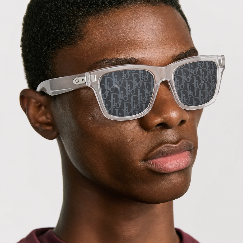 Lunettes de soleil obliques transparentes